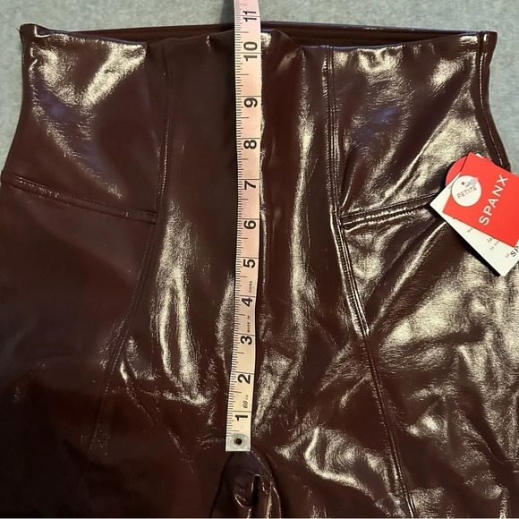 NWT Spanx Faux Patent Leather Leggings ruby size M petite - Picture 7 of 11